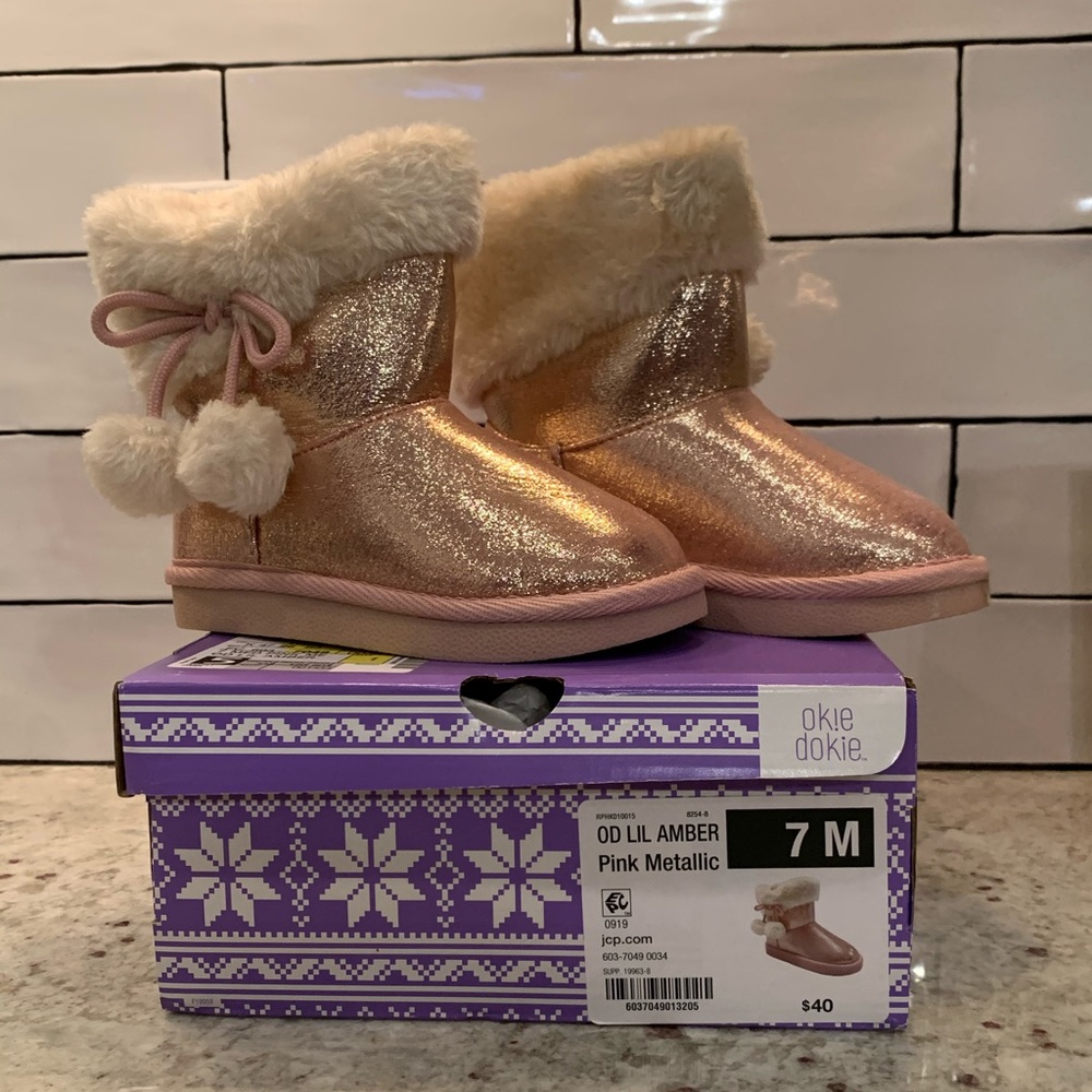 Rose gold toddler boots